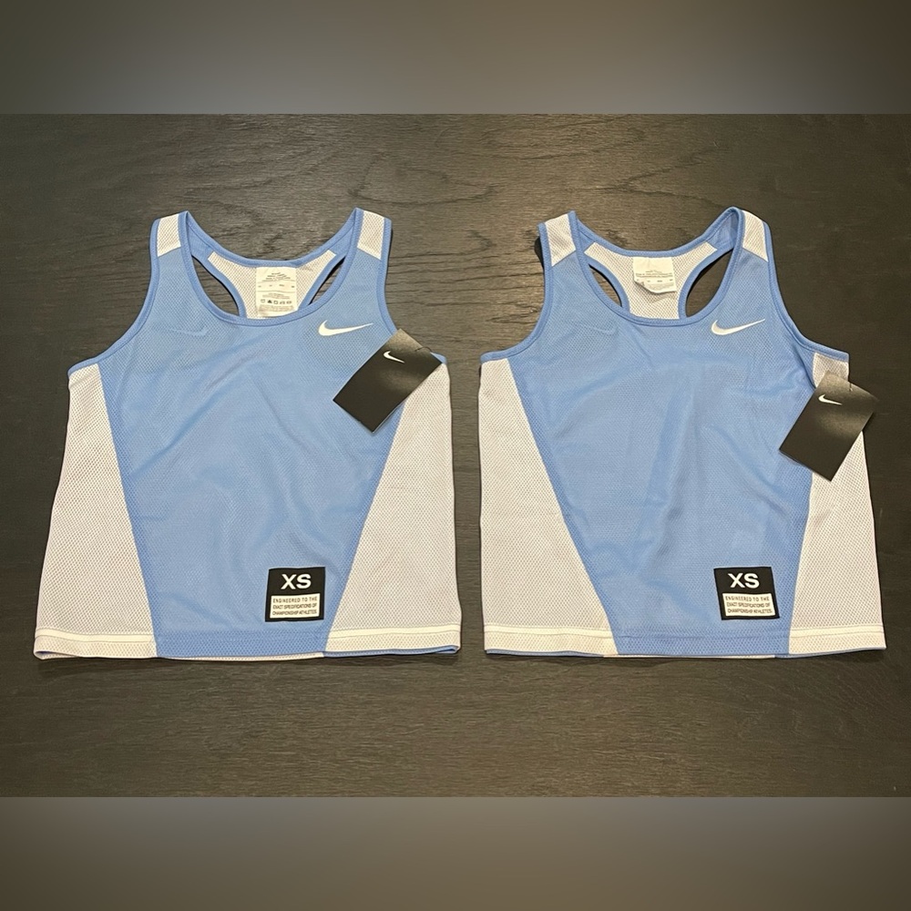 Pair New Nike Reversible Lacrosse Tank Tops Girl XS Blue White